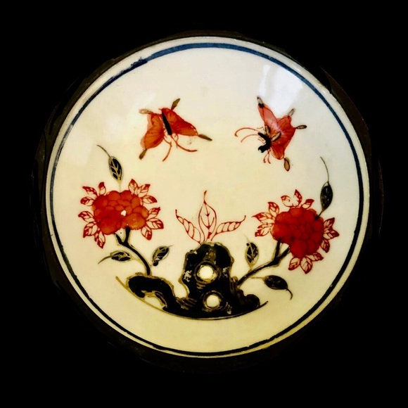 Vintage Japanese Porcelain Pewter Bowl